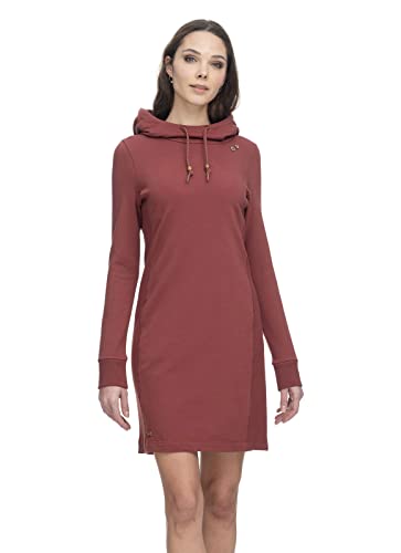 Ragwear SABREEN Damen Frauen Langarmkleid,Kleid,Freizeitkleid,Sweatkleid,Sweatshirt-Kleid,Winterkleid,Kapuze,Braun,S