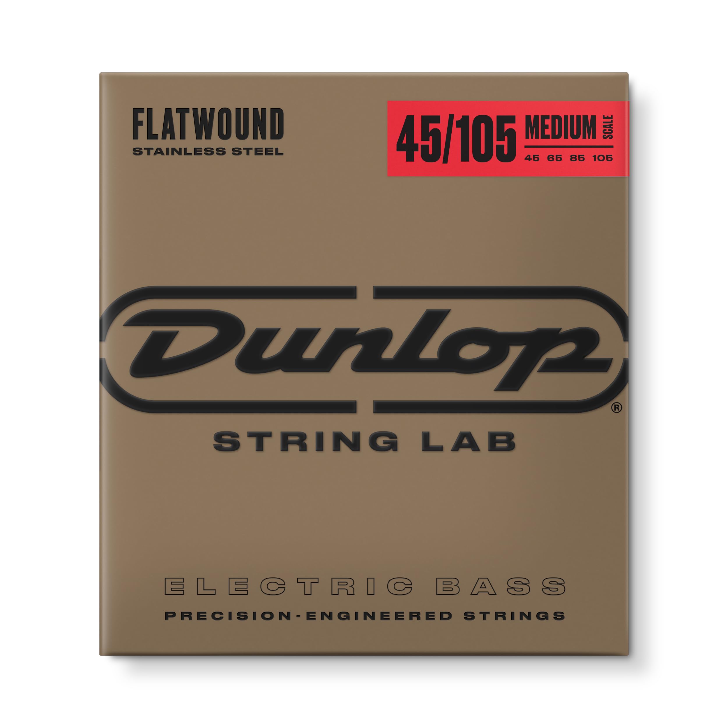 Dunlop Basssaiten mit flachem Boden aus rostfreiem Stahl, mittlere Mensur 45-105