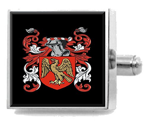 Muldoon Manschettenknöpfe mit irischem Wappen, Sterlingsilber, gravierte Box