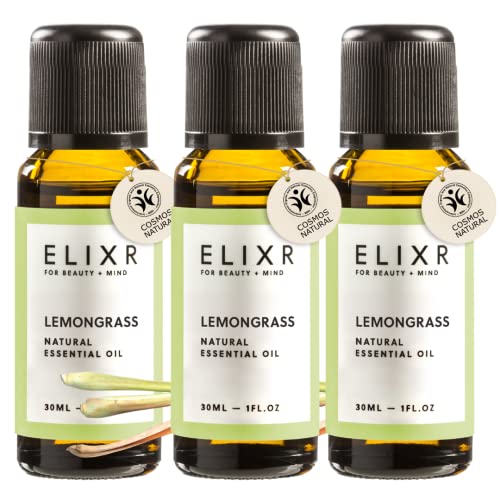ELIXR – Zitronengrasöl zur Raumbeduftung, für Aromatherapie & als Massageöl – 100% naturreines ätherisches Öl aus Zitronengras – zertifizierte Naturkosmetik aus Deutschland (3x 30 ml)