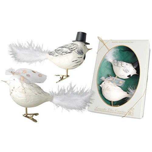 Krebs Glas Lauscha - Christbaumschmuck aus Glas - Vogelbrautpaar als Hochzeitsgeschenk - 9 cm - 2 Stück - Made in Germany