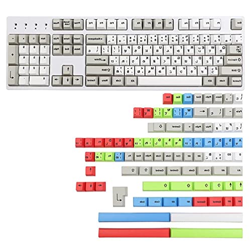 VVXXMO Mechanische Tastaturkappen, Cherry Profil, mehrfarbig, 194 Stück, Dye-Sub-Tastenkappen, kompatibel mit Cherry MX GK61 64 84 96 Farbsublimationstastenkappen