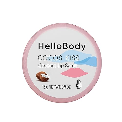 HelloBody Cocos Kiss Lippenpeeling (15 ml) – natürliches Lip Scrub mit Peeling-Partikeln aus Zucker und pflegender Sheabutter – pflegt und repariert