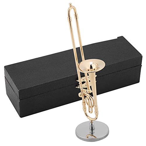Hztyyier Musikinstrument Modell Miniatur Musik Ornamente Neuheit Posaune mit Metallverschluss Größe 6,3 x 1,6 x 1,6 in.