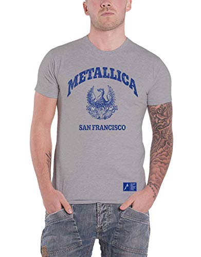 Metallica College Crest Männer T-Shirt grau M 90% Baumwolle, 10% Polyester Band-Merch, Bands