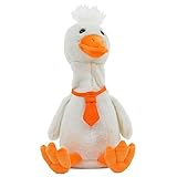 Kögler 75998 - Labertier Gans Donald mit Krawatte, ca. 27 cm groß, nachsprechende Plüschfigur mit Wiedergabefunktion, plappert alles witzig nach und bewegt sich