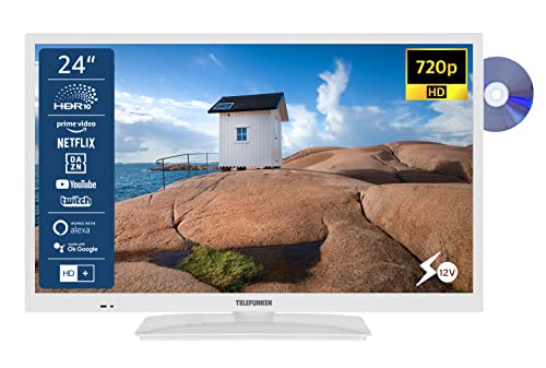 TELEFUNKEN XH24SN550MVD-W 24 Zoll Fernseher/Smart TV (HD Ready, HDR, Triple-Tuner, 12 Volt, DVD-Player) - 6 Monate HD+ inklusive [2023]