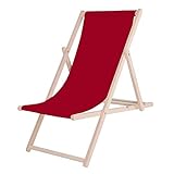 SPRINGOS Liegestuhl klappbar Massivholz Sonnenliege für Garten und kleinen Balkon Sicherheitssystem 3 Positionen Klappbar Holzliegestuhl mit Textilgewebe