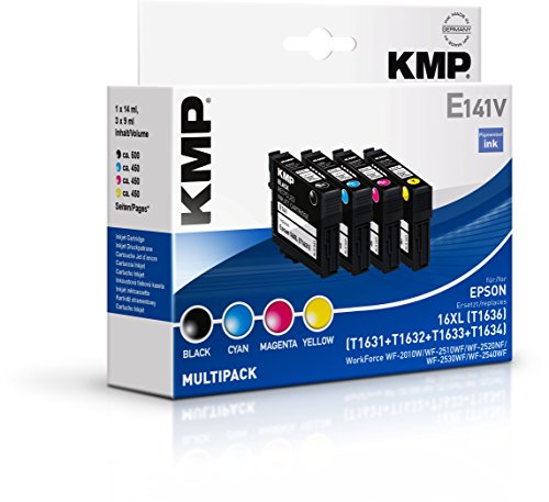 KMP E141V Tintenpatrone ersetzt Epson 16XL (T1636), schwarz/cyan/magenta/gelb