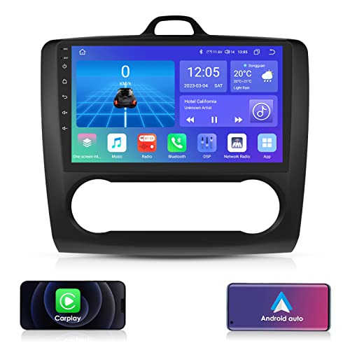 9 Zoll 2 Din Android 10 Quad Core 2+32 GB Auto-Stereo-GPS-Navigator Passend für Ford Focus Exi at 2004-2011 Unterstützt Bluetooth 4.0 Radio WiFi 4G USB-Mikrofon ISO-Kabel