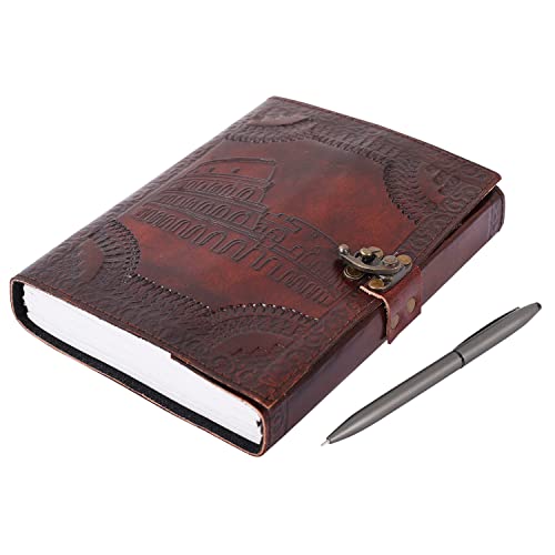 OVERDOSE Colosseum Brown Leather Journal - Handmade Journal For Students, Office Bound Leather Journal for men & women | Sketchbook | Notebook Diary - 6 x 8 inches | 15 x 20 cm | A5