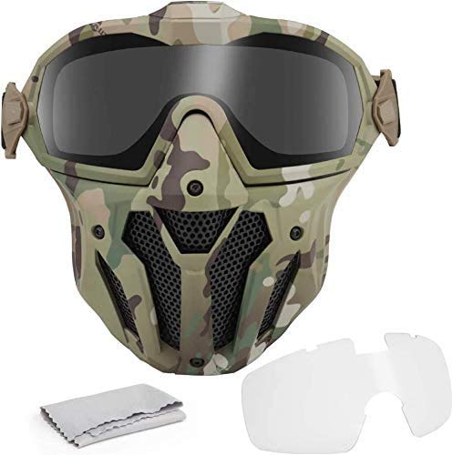 Kayheng Airsoft Paintball Tactical Mask Abnehmbare Schutzbrille mit Anti-Fog-Lüftersystem Vollgesichtsschutz atmungsaktiv für Radfahren and CS War-Game Combat