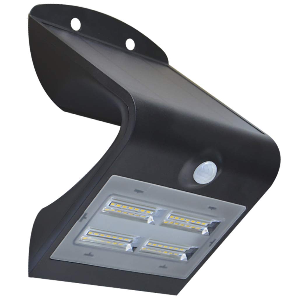 Proventa | LED Solar Aussenleuchte mit Bewegungsmelder | Li-Ionen-Akku | 3,2 W | 400 Lumen | IP65 | Helligkeitssensor | 3 Betriebsarten einstellbar | Farbe: schwarz