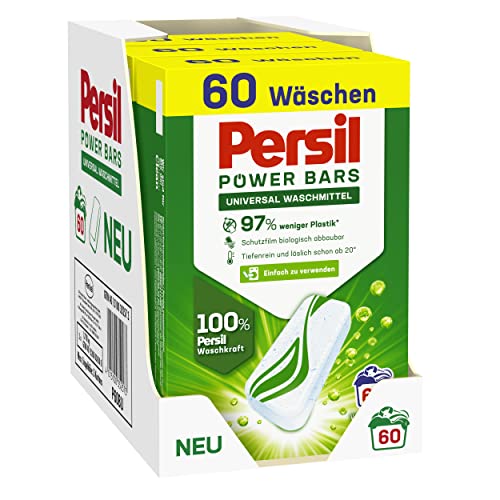 Persil Power Bars Universal Waschmittel (3 x 60 Waschladungen), vordosiertes Vollwaschmittel in nachhaltiger Verpackung, für hygienisch reine Wäsche bereits ab 20° C