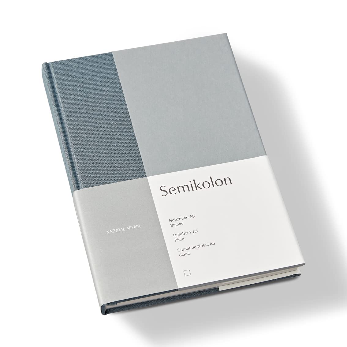 Semikolon 368722 – Notizbuch Natural Affair A5 blanko - 176 Seiten, cremeweißes Papier – Lesezeichen – Sea Salt