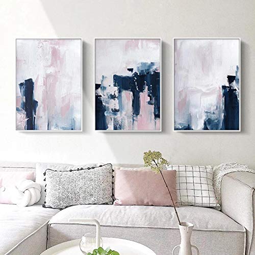XIANGPEIFBH Rosa Marine dekorative Gemälde der abstrakten Kunst, Plakate und Drucke, minimalistische Wandbilder im Wohnzimmer, Moderne Wohnkultur 50x70cmx3pcs Ungerahmt