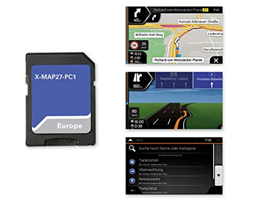 XZENT X-MAP27-PC1: Micro SD-Karte mit PKW Navigation für XZENT Infotainer X-427, Karten für Europa, Premium P.O.I. Paket, 1 Jahr kostenfreie Kartenupdates