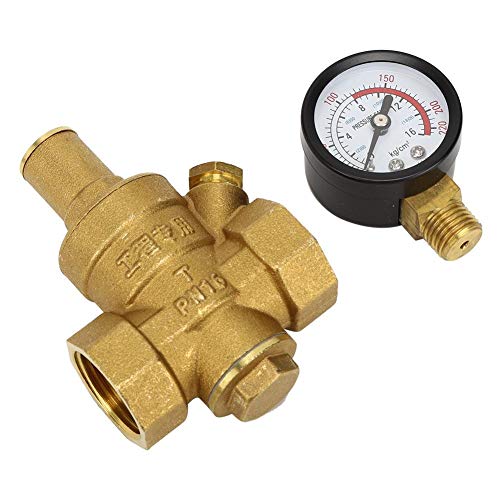 Druckminderer, DN20 0,05-0,8 MPa Messing Einstellbare Wasserdruckminderer Überdruckventil Sanitärwerkzeug mit Manometer