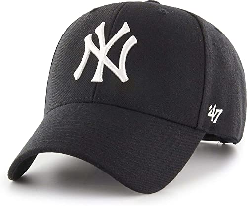 47 Brand Unisex New York Yankees MVP Cap B-MVPS Visor, Schwarz (Black B-Mvpsp17wbp-Bk), One Size