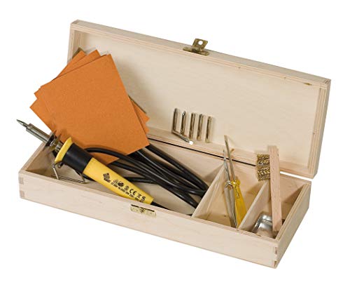 Pebaro 0285 Vielfältiges Brandmal Set in schöner Holzbox zum Schreiben, Zeichnen und Brennen auf Holz, Leder und Kork