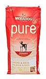 MERADOG PURE Adult Trockenfutter I Hundefutter ohne glutenhaltige Zutaten für sensible Hunde mit Lachs und Reis I 12,5 Kg