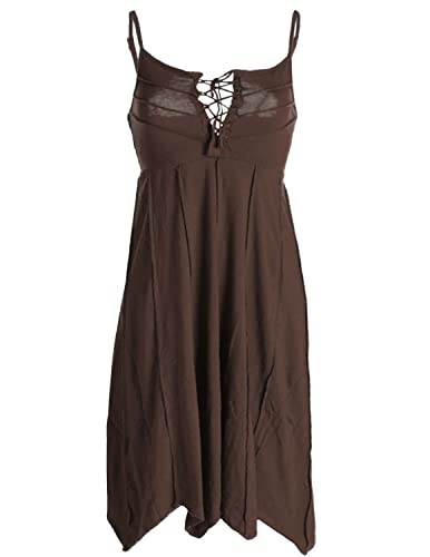 Vishes - Alternative Bekleidung - Leichtes Sommerkleid mit verstellbaren Trägern braun 36 (S)