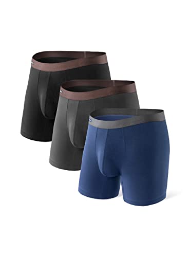 DAVID ARCHY Boxershorts Bambus Herren Retroshorts mit Bulge 3D Tasche Unterhosen Atmungsaktive Ultraweiche Basic Unterwäsche 3er Pack