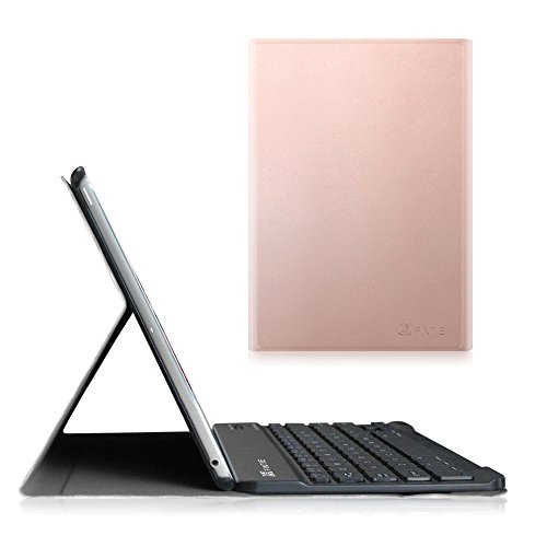 Fintie Tastatur Hülle für iPad Air 2 / iPad Air - Ultradünn leicht Ständer Schutzhülle Keyboard Case mit magnetisch Abnehmbarer drahtloser Deutscher Bluetooth Tastatur, Roségold