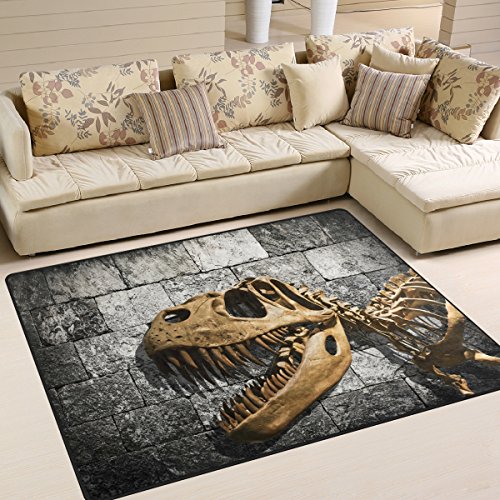 Use7 Teppich mit Dinosaurier-Motiv für Wohnzimmer, Schlafzimmer, 160 x 122 cm