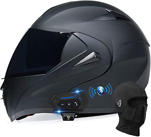 Klapphelm Bluetooth Integrierter Motorradhelm Mit Sonnenblende Modulare Integralhelm DOT/ECE Zertifiziert Mit Eingebautem Mikrofon Für Herren & Damen Bluetooth Klapphelm 2,S