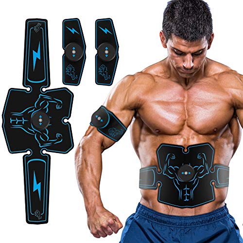 Haofy EMS Bauchmuskeltrainer Muskelstimulator, USB Wiederaufladbar Abs Trainingsgerät für Arm Bauch Beine Bizeps Trizeps, Herren Damen Elektrostimulatorenr 6 Modi zur Muskelaufbau und Fettverbrennung