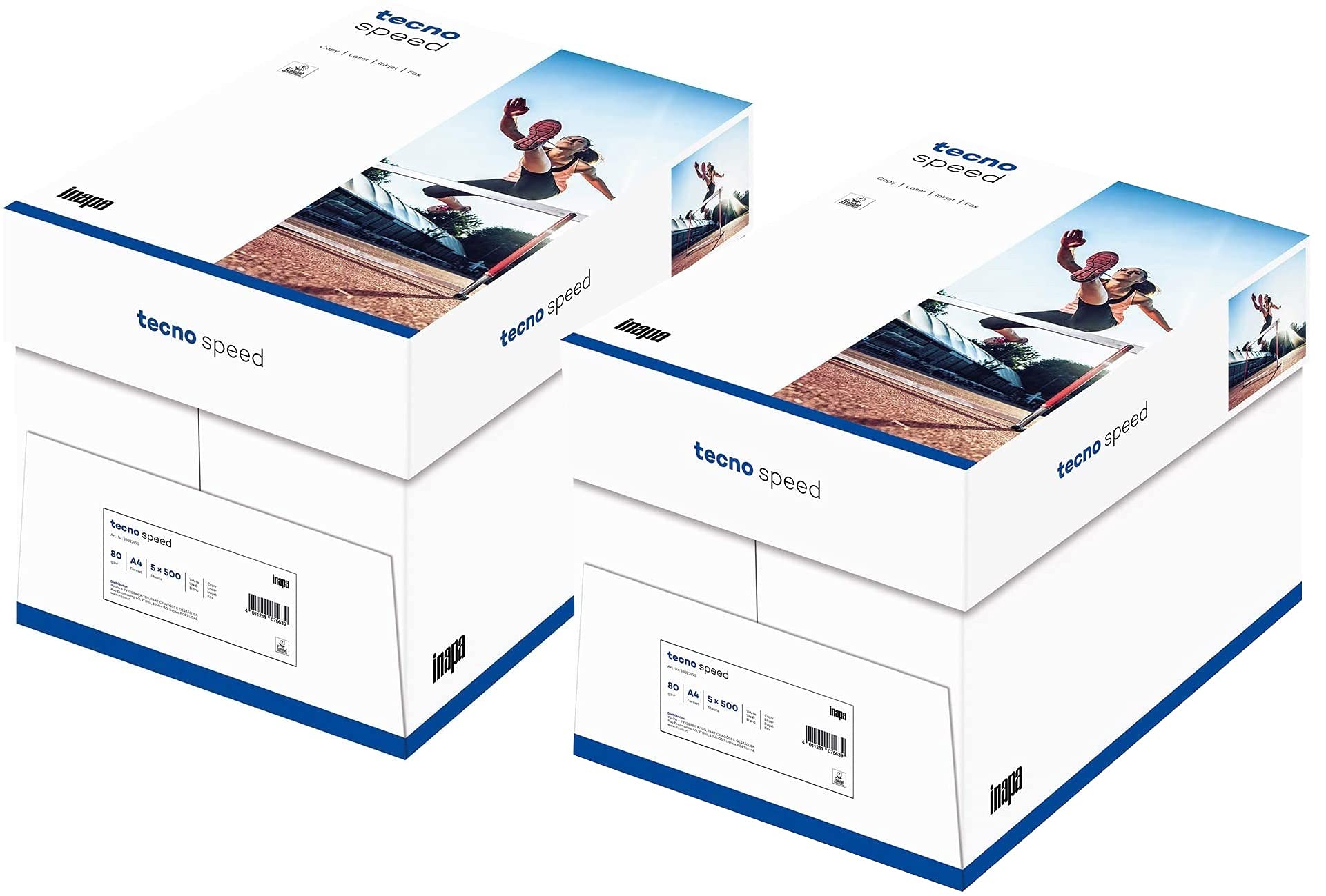 inapa tecno Speed Druckerpapier: 80 g/qm², A4, weiß, 5000 Blatt (2 Kartons à 2500 Blatt) - ideal für schnelles und problemloses Drucken