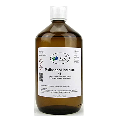 Sala Melissenöl indicum ätherisches Öl naturrein 1000 ml (1 L Glasflasche)
