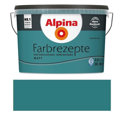 Alpina Farbrezepte Kraftvolles Türkis 2,5 l, petrol de luxe, Innenfarbe matt