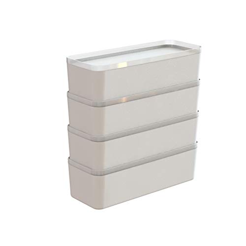 Sunware 4er Set Q-Line Basket mit Deckel 0,65 Liter für Q-Line Box - 182 x 70 x 55mm - weiß/transparent