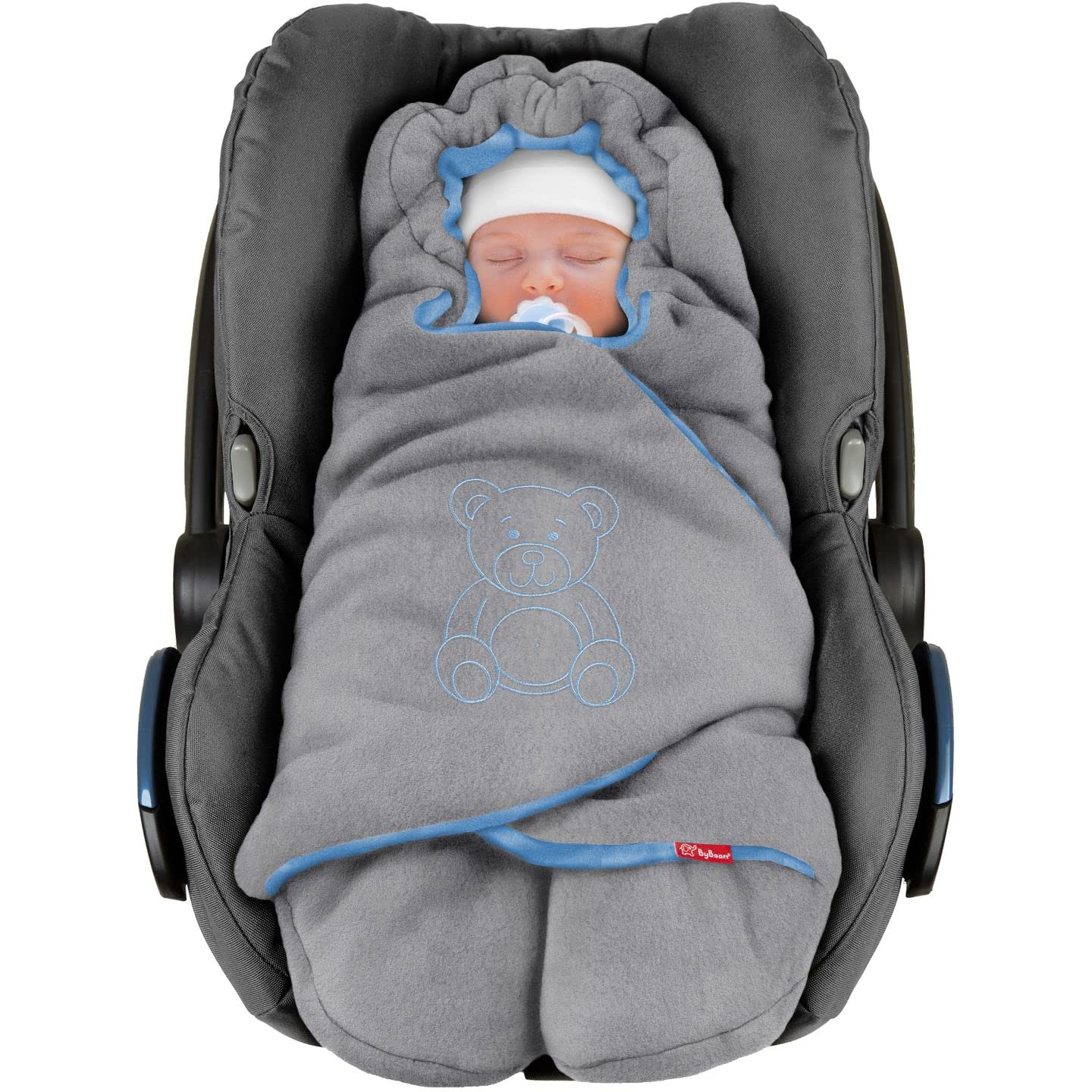 ByBoom Baby Winter-Einschlagdecke "Das Original mit dem Bären", Universal für Babyschale, Autositz, z.B. für Maxi-Cosi, Römer, für Kinderwagen, Buggy oder Babybett