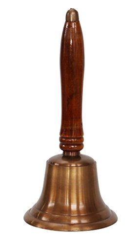 aubaho Tischglocke 22cm Handglocke Glocke Schulglocke Antik-Stil Messing Holz
