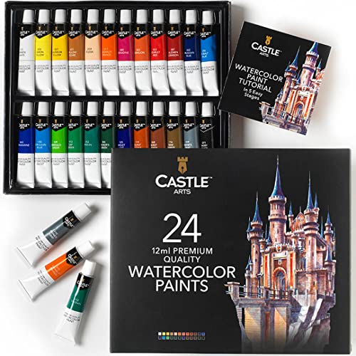 Castle Art Supplies, Aquarellfarben-Tuben-Set/Malkasten für Profis oder Anfänger - 24 konzentrierte lebendige Farben