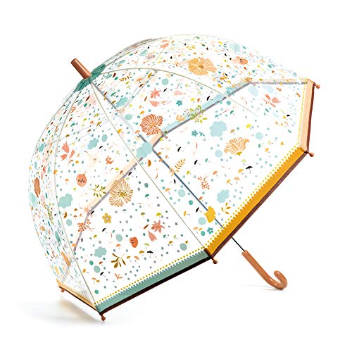 DJECO Regenschirm für Erwachsene, Farbe Rosa/Braun mit Blumenmotiven