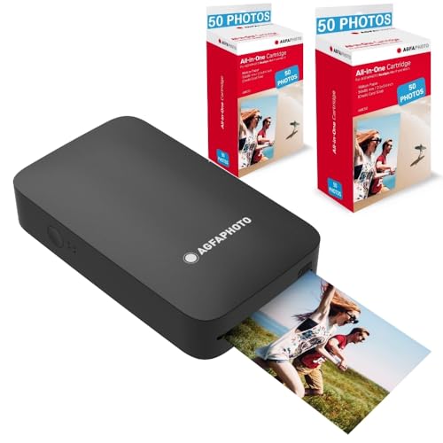 AGFA PHOTO - Realipix Mini P – Fotodrucker, Format 5,3 x 8,6 cm über Bluetooth – Thermosublimation 4Pass