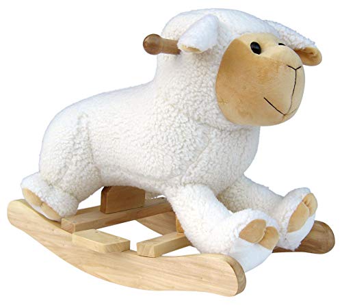 Wagner 9510 - Schaukeltier Schaf aus Holz und Plüsch für Kinder und Babys Schaukelpferd Schaukel-Schäfchen Lamm