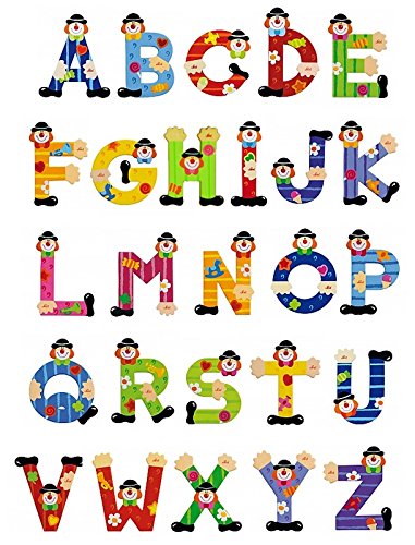 Sevi Holzbuchstaben Clown für Wunschname inkl Geschenkverpackung Türbuchstaben Kinderbuchstaben Holz Dekobuchstaben (6 Holzbuchstaben)