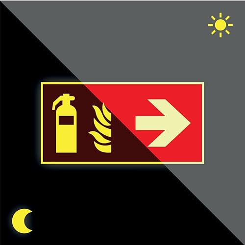 Schild | PERMALIGHT power langnachleuchtend Brandschutzschild Feuerlöscher rechts, ASR/ISO, Kunststoff, 300x150mm