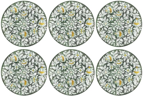 Casa Padrino Luxus Keramik Teller 6er Set Grün/Mehrfarbig Ø 40 cm - Handgefertigte & handbemalte Essteller mit Blumendesign - Hotel & Restaurant Accessoires - Luxus Qualität - Made in Italy