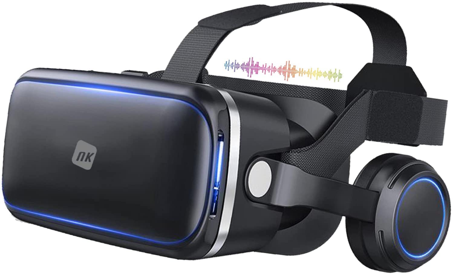 NK 3D VR Brille - Smartphone, Intelligente, Audio für Smartphone, 11,9 cm (4,7 Zoll) - 6,53 Zoll, Blickwinkel 90-100 Grad, 360º, Objektiv, Verstellbarer Pupille (Schwarz)