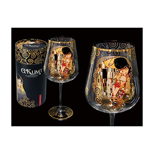 CARMANI - Fancy Weinglas verziert mit Gustav Klimt"Der Kuss", 800 ml