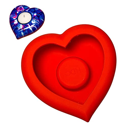 Herzform – Teelichthalter aus Silikon – von Happy Dotting Company – Steinmalerei – Teelichtformen – Valentinstag Basteln – Gipsguss – Punktierende Mandala-Kunst DIY & kreative Projekte