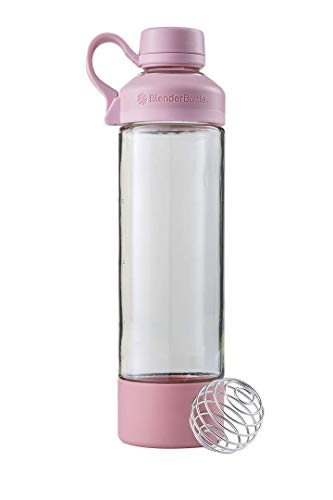 BlenderBottle Mantra Glas Shaker/Protein Shaker/Wasserflasche/Fitness Shaker/BPA frei/mit BlenderBall / 600ml - rose pink