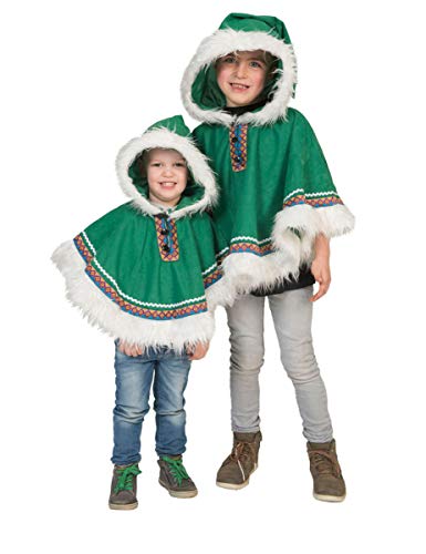 Generique Eskimo-Kinderkostüm Poncho für Fasching warme Kostüme grün-Weiss