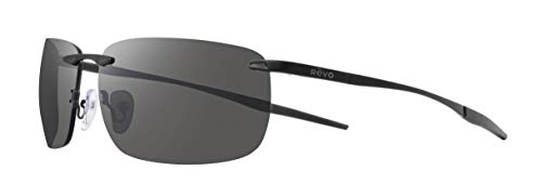 Revo Sonnenbrille Descend Z: Polarisierte randlose Gläser mit Bügeln aus Edelstahl, Rahmen in Satinschwarz mit Gläsern in Graphit